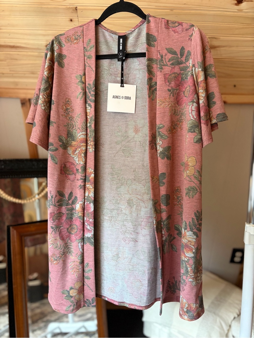 Agnes & Dora Women's Floral Open-Front Cardigan - Blush Rose Size Small
